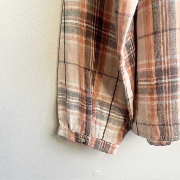 Grace‎ Karma Top Women's Medium New NWT Plaid Neutral Cotton Gauze Scandi Earthy - Picture 12 of 12